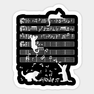 Cute Cat Kitty Playing Music Note Clef Musician Art Sticker